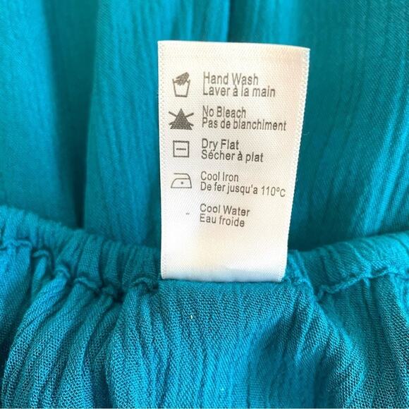 L*Space Mediterranean Spirt Teal Off The Shoulder Split Bell Sleeve Romper Sz S - Picture 8 of 9